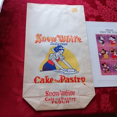 VINTAGE GLOW IN THE DARK SNOW WHITE CAK-PASTRY BAGS AND MICKEY MOUSE POSTAGE STAMPS