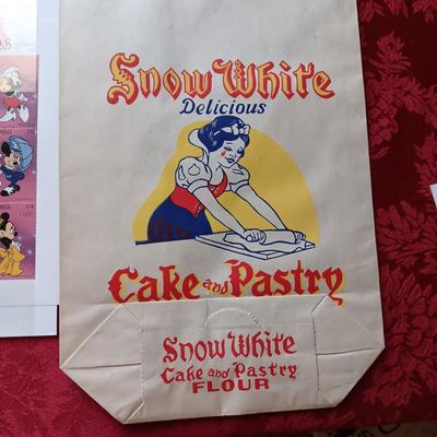 VINTAGE GLOW IN THE DARK SNOW WHITE CAK-PASTRY BAGS AND MICKEY MOUSE POSTAGE STAMPS