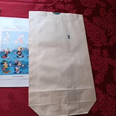 VINTAGE GLOW IN THE DARK SNOW WHITE CAK-PASTRY BAGS AND MICKEY MOUSE POSTAGE STAMPS