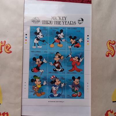 VINTAGE GLOW IN THE DARK SNOW WHITE CAK-PASTRY BAGS AND MICKEY MOUSE POSTAGE STAMPS