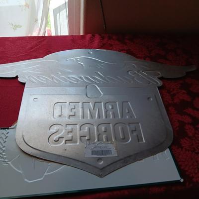 TIN SIGNS WITH RAISED LETTERING