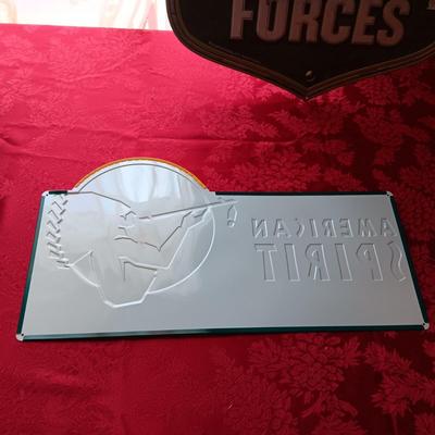 TIN SIGNS WITH RAISED LETTERING