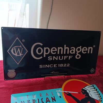 TIN SIGNS WITH RAISED LETTERING