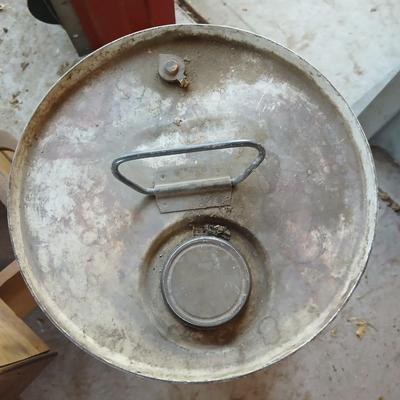 Vintage metal Conoco Oil Can & Wooden Drawer Lot and a stainless steel funnel