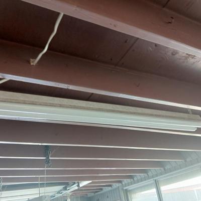 Pair of Hanging Fluorescent Shop Lights – Dual Tube Fixtures