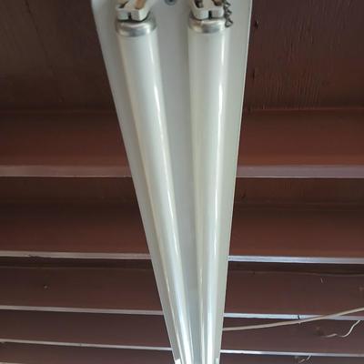 Pair of Hanging Fluorescent Shop Lights – Dual Tube Fixtures
