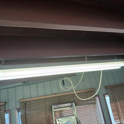 Pair of Hanging Fluorescent Shop Lights – Dual Tube Fixtures