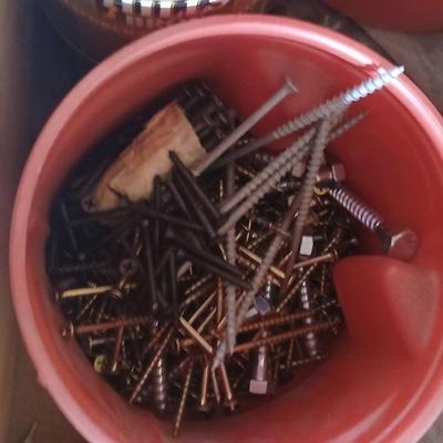 Two drawers full of assorted home hardware - nails - screws - mixed hardware
