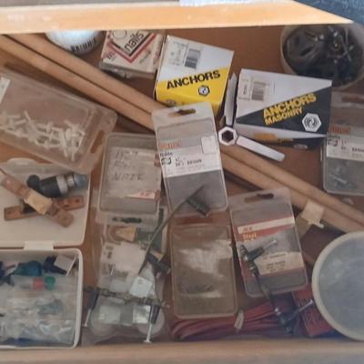 Two drawers full of assorted home hardware - nails - screws - mixed hardware