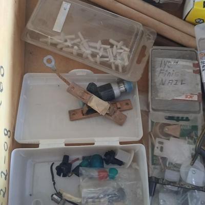 Two drawers full of assorted home hardware - nails - screws - mixed hardware