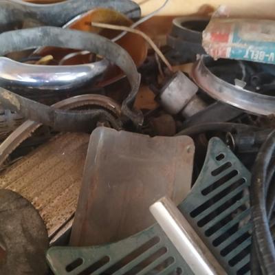 Drawers full of unknown car parts, wiring, exhaust, tubing, vintage speedometers and MUCH more