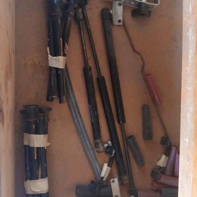 Drawers full of unknown car parts, wiring, exhaust, tubing, vintage speedometers and MUCH more