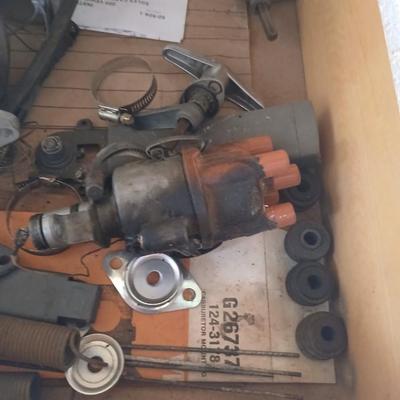 Drawers full of unknown car parts, wiring, exhaust, tubing, vintage speedometers and MUCH more
