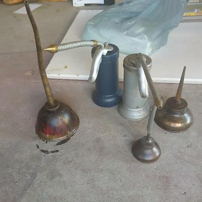 Lot of 5 Vintage Oil Cans – Assorted Styles & Size