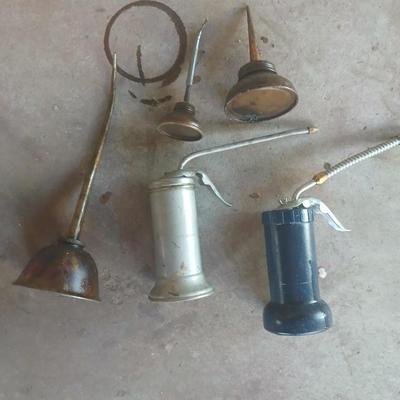 Lot of 5 Vintage Oil Cans – Assorted Styles & Size