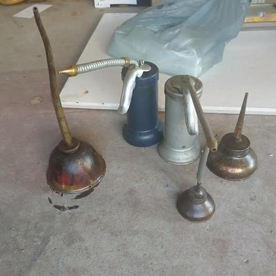Lot of 5 Vintage Oil Cans – Assorted Styles & Size