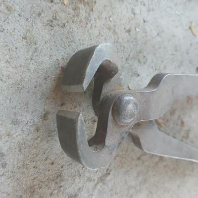 Pair of Vintage Farrier or Blacksmith Tongs and a brush