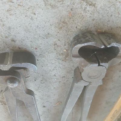 Pair of Vintage Farrier or Blacksmith Tongs and a brush