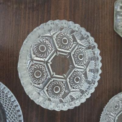 Pressed Glass Lot – Decanter, Dishes & Trinket Trays