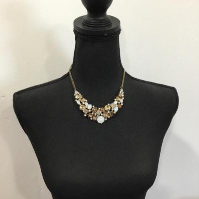 Beautiful bronze, toned, rhinestone statement necklace