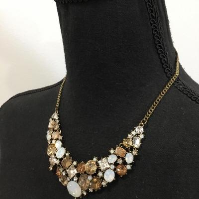 Beautiful bronze, toned, rhinestone statement necklace