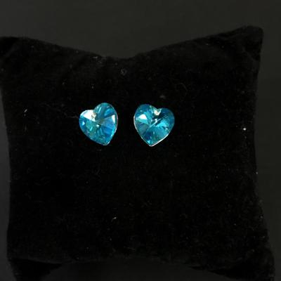 Cute vintage, Silver-tone blue crystal rhinestone heart