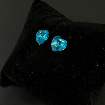 Cute vintage, Silver-tone blue crystal rhinestone heart