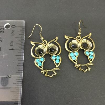 Bronze, toned owl, fashion, earrings