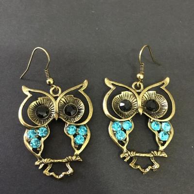 Bronze, toned owl, fashion, earrings