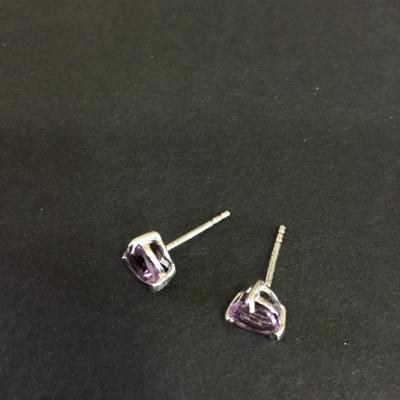 Beautiful Violet 925 silver crystal heart stud earrings really cute