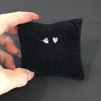 Beautiful Violet 925 silver crystal heart stud earrings really cute