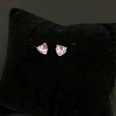 Beautiful Violet 925 silver crystal heart stud earrings really cute