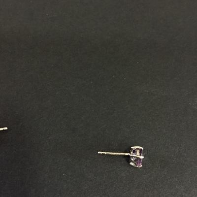 Beautiful Violet 925 silver crystal heart stud earrings really cute