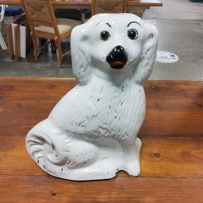 Sale Photo Thumbnail #50: Antique English spaniel figure with glass eyes. Has some wear and one eye has been reglued. Available for inspection during regular business hours, ask for Kelly or Anne