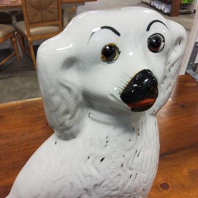 Sale Photo Thumbnail #51: Antique English spaniel figure with glass eyes. Has some wear and one eye has been reglued. Available for inspection during regular business hours, ask for Kelly or Anne