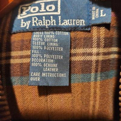 POLO RALPH LAUREN Leather Plaid Lined Field Jacket Chore Coat size L