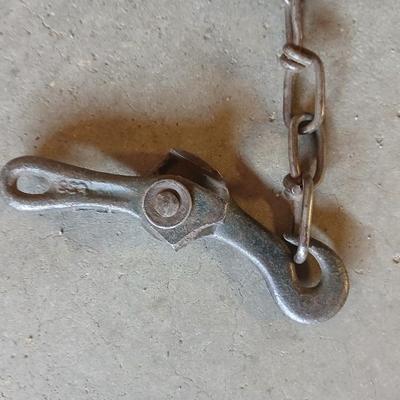 Vintage Block & Tackle Pulley System – Rope and Chain with Double Hooks