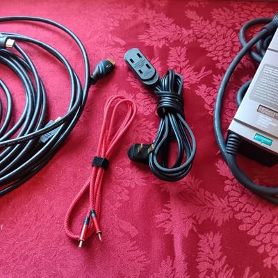 NEW CABLE MANAGEMENT KIT, MONSTER POWER SURGE BOX, HDMI CABLES, C CORD AND SMALL EXTENSION CORD