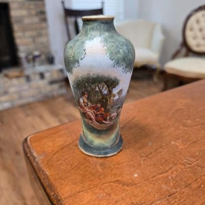 Sale Photo Thumbnail #195: Vintage German Scenic Tapestry Vase.