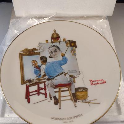 Pair of Norman Rockwell Collector's Plates- 'Spring Flowers' and 'Triple Self Portrait'