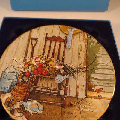 Pair of Norman Rockwell Collector's Plates- 'Spring Flowers' and 'Triple Self Portrait'