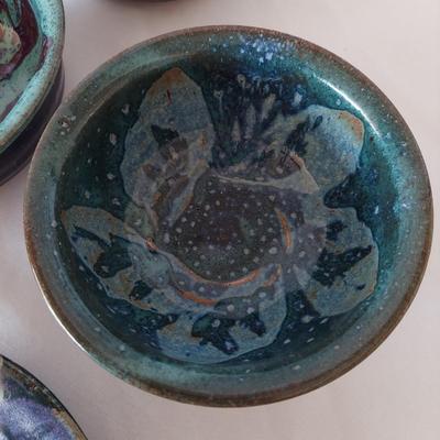 Drip Glazed Leaf Print Stoneware Bowls (FP-BBL)