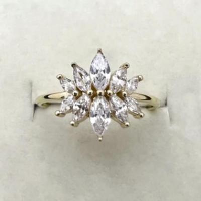 Lotus Flower White Sapphire Ring 8k Yellow Gold