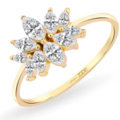 Lotus Flower White Sapphire Ring 8k Yellow Gold