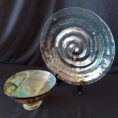 Decorative Glass Platter & Bowl (FP-BBL)