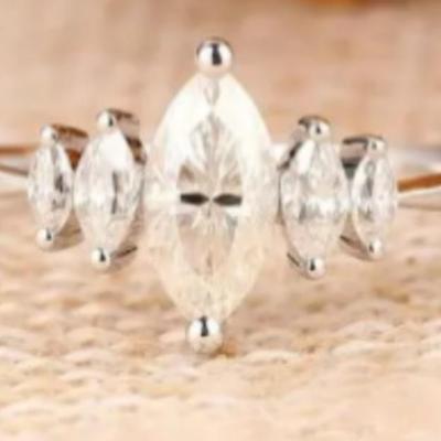 925 Sterling & Marquise Cut Moissanite Ring