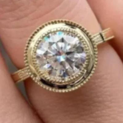 14K Yellow Gold Round Cut Diamond Ring