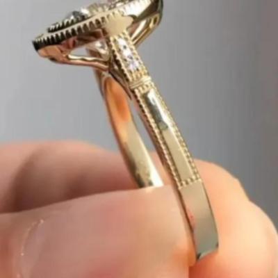 14K Yellow Gold Round Cut Diamond Ring