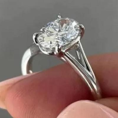 925 Silver Oval Cut Moissanite Ring