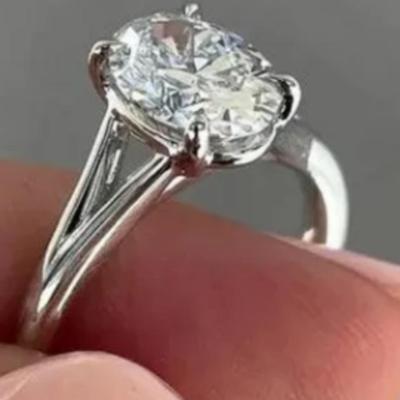 925 Silver Oval Cut Moissanite Ring